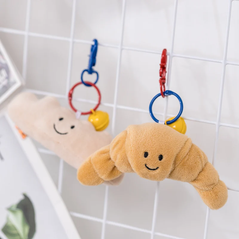 10cm Creative Food Bread Plush Pendant Toys Burrito Croissant Baguette Plush with Bell Dolls Stuffed Soft Toy for Children Girls