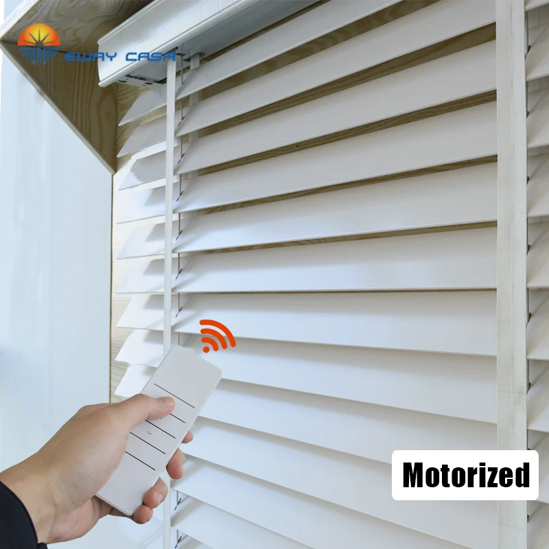 EWAY EWAY CASA Motorized Wood Curtain Electric Venetian Blind Wooden Blinds Wifi Alexa Tuya Blinds Faux Wooden Curtains MR_WB_TM