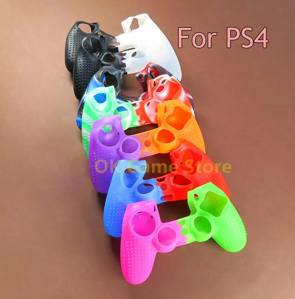 

10pcs/lot Dichromatic Silicone Case Studded Dots Silicone Rubber Case For Sony PlayStation PS4 Slim Pro Controller Cover Case