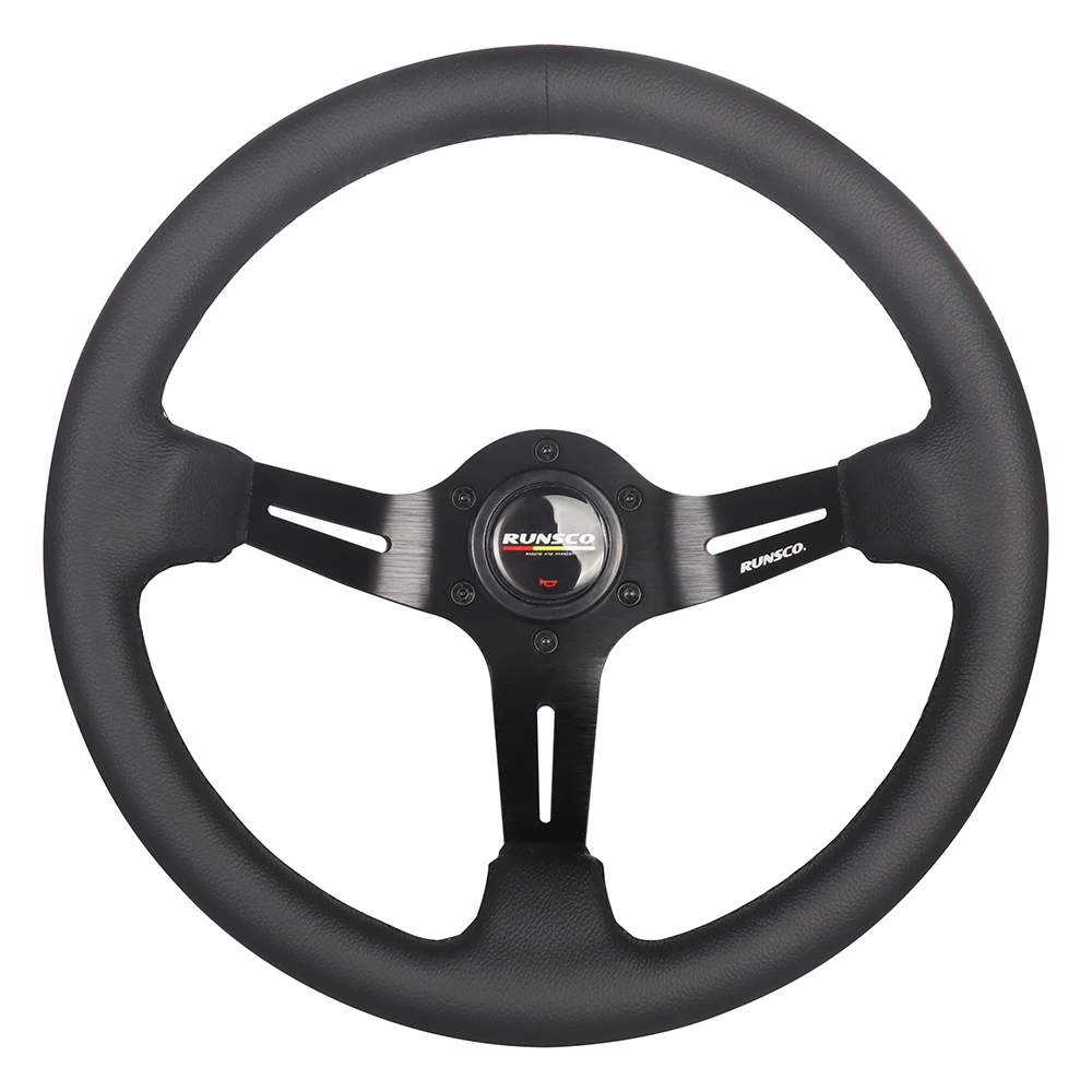 Car Steering Wheel Real Leather JDM Steering Wheel Pc Game Sim Racing Drift Steering Wheel