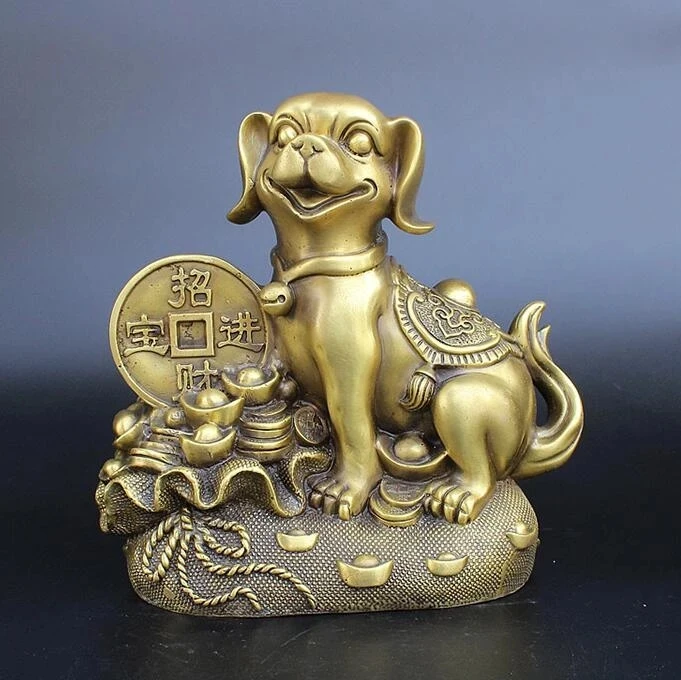 

Chinese brass hand-carved Rich dog crafts statue