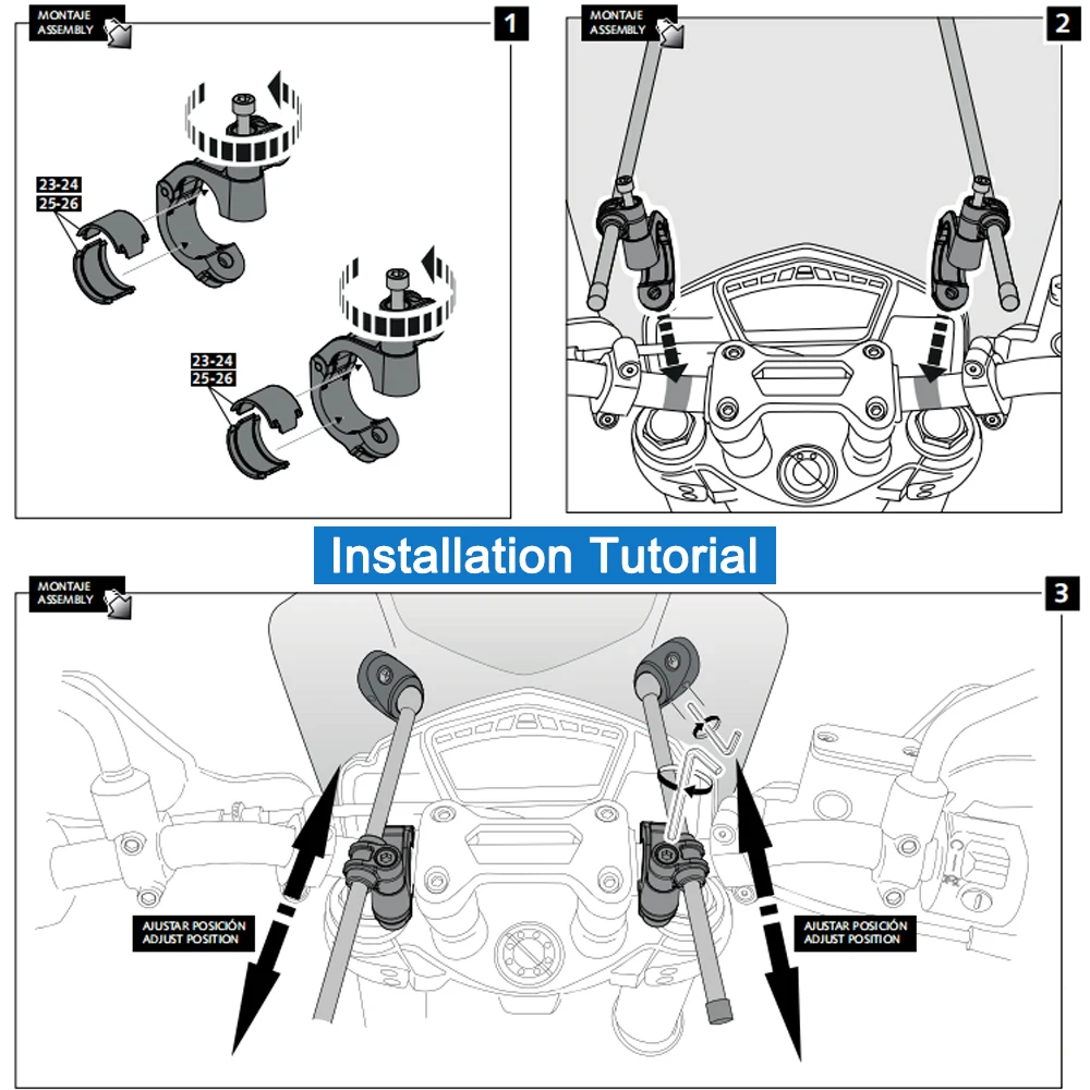 Universal para MT07 MT09 cubiertas de parabrisas motocicleta parabrisas ajustable para HONDA CBR600RR CB1000R GXSR 600 750