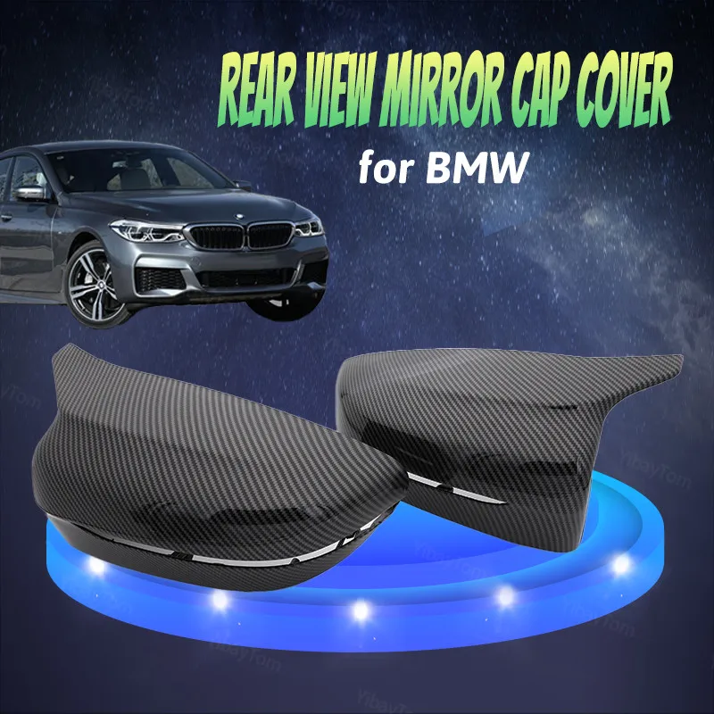 M3 Style Rearview Mirror Caps Horn Shape Carbon Fiber Look Replacement Cover for BMW G30 G38 GT  G11 G12 2016 2017 2018