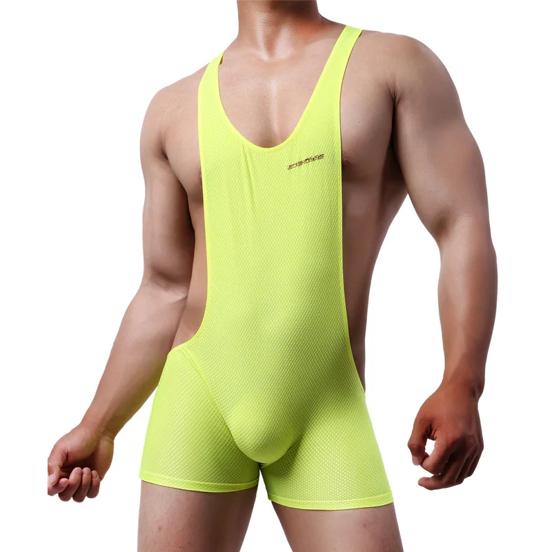 Mens Bodysuits Shorts Sports Gym Undershirts Fitness Bodybuilding Wrestling Singlet Jumpsuits Bugle Pouch Beachwear Sportwear