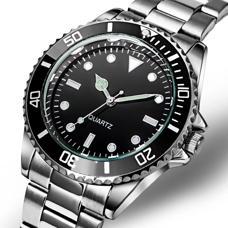 Diver Style Watch 39mm Unidrectional Rotatable Bezel Japan Movement Steel Strap