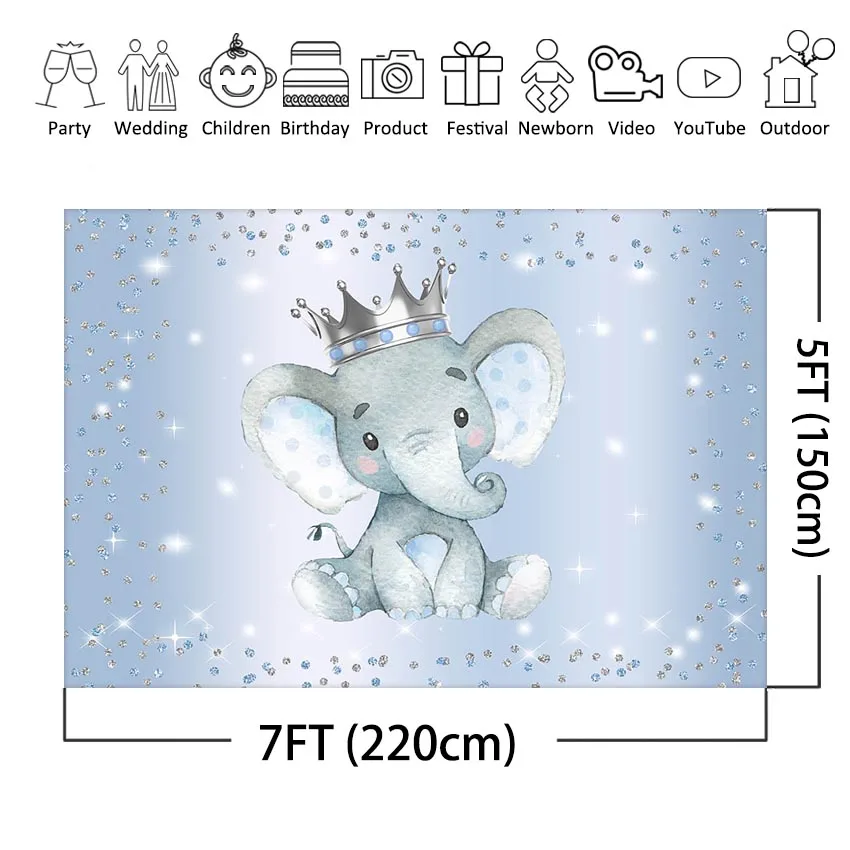 Mocsicka Bé Trai Tai Voi Lưng Voi Hoàng Tử Cho Bé Trang Trí Tiệc Lấp Lánh Voi Xanh Bé Trai Sinh Nhật Hình Nền