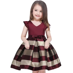 Vestido a rayas para niñas, vestidos formales de fiesta de boda, vestido de princesa para niños, disfraz de Navidad, Ropa para Niñas