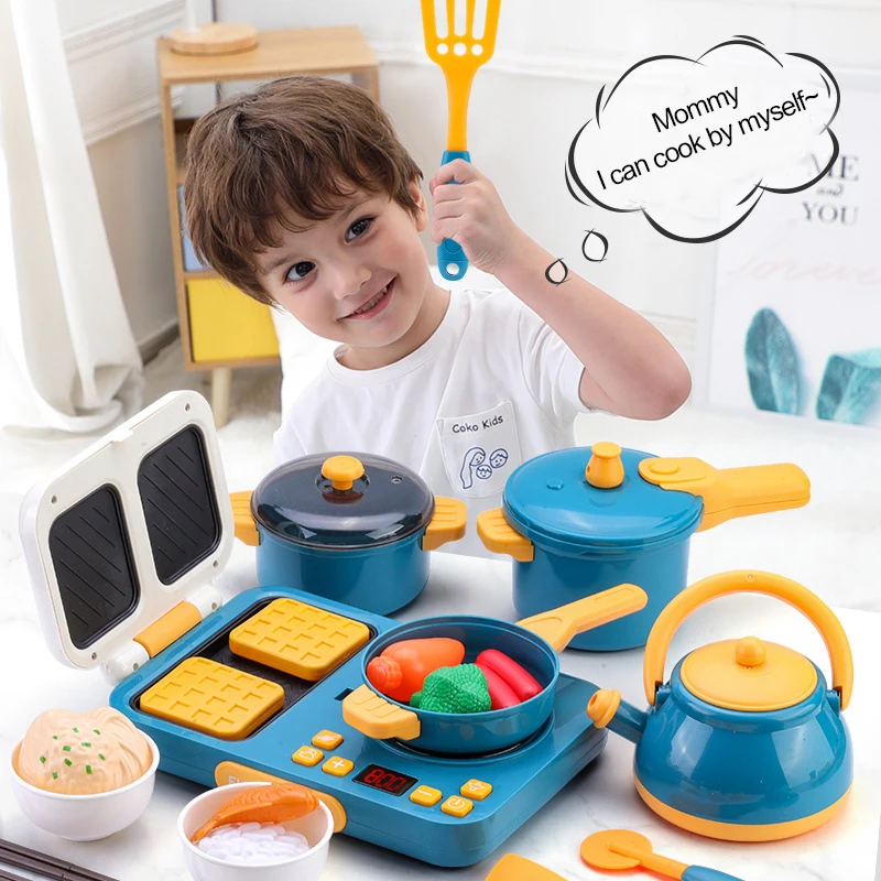 Simulation Plastic Kids Kitchen Toy Foods Cookware Pot Pan Children Kitchen Toys Pretend Play Miniature Play Food For Girls Boys