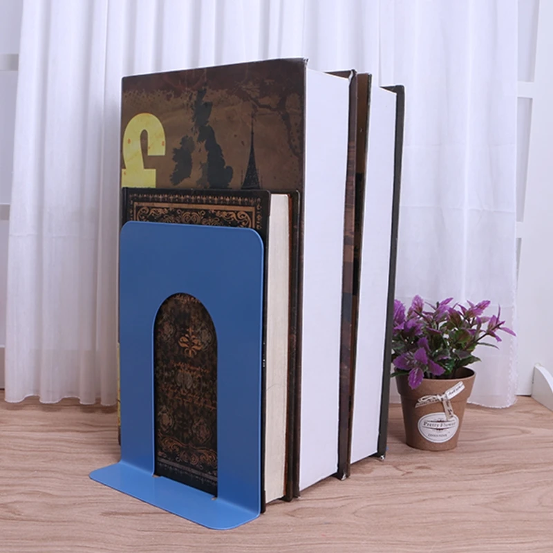Simple Style Metal Bookends Iron Support Holder Nonskid Desk Stands For Books