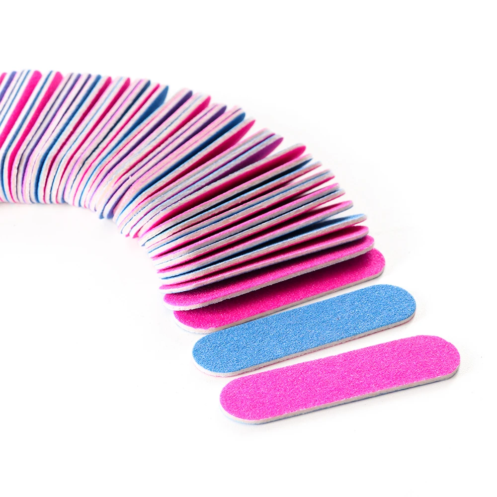 Double-sided Mini Nail File Buffer Set Professional Nail Polish Sanding Buffer Pink Blue Sandpaper Pedicure Nail Art Tool GL858