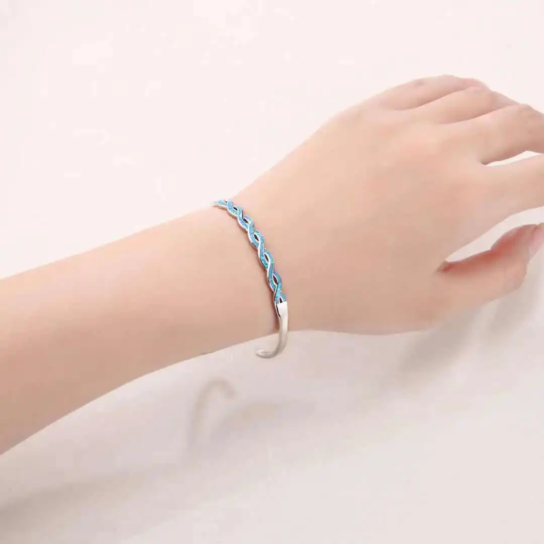 JLZ-035  New blue opal bracelet bangle top quality jewelry cuffs men and ladies lover giftsfor summer holiday