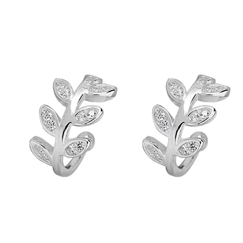 925 Sterling Zilver Oor Manchet Voor Vrouwen Zirkoon Clip Op Oorbellen Gold Earcuff Zonder Piercing Blad Oorbellen Sieraden
