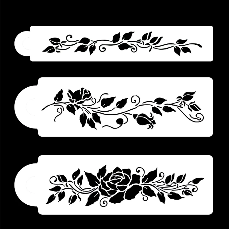 3PC Set Tree Vine Flower Leaf Decorative Stencils for Painting Scrapbooking & Photo Album Embossing Reusable Craft Templates