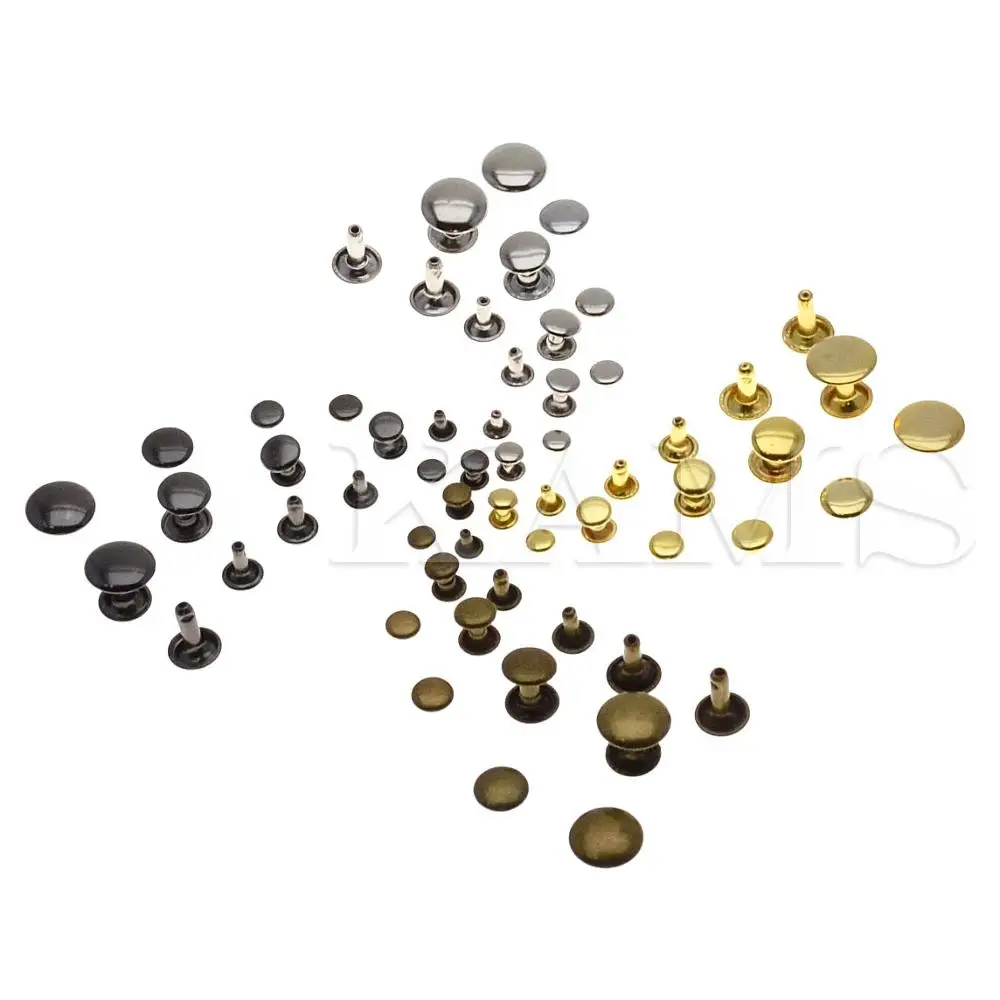 100pcs/set Metal Double Cap Rivets Stud Rapid Rivets Collision Nail Metal Spike Leather Craft Repair 4 Colors