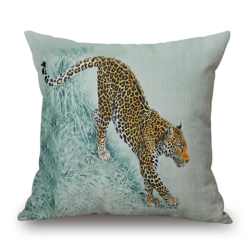 Equator Jungle Horse Series Single-sided Pillowcase Sofa Decorative Cushion Cover Linen Outside Pillow Covers Tiger H 45cm