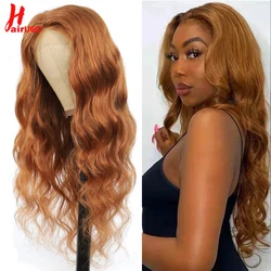 HairUGo Body Wave Brown Lace Closure Human Hair Wigs 30# 4x4 Lace Closure Wigs Peruvian Remy Pre Plucked Colored Wigs For Women