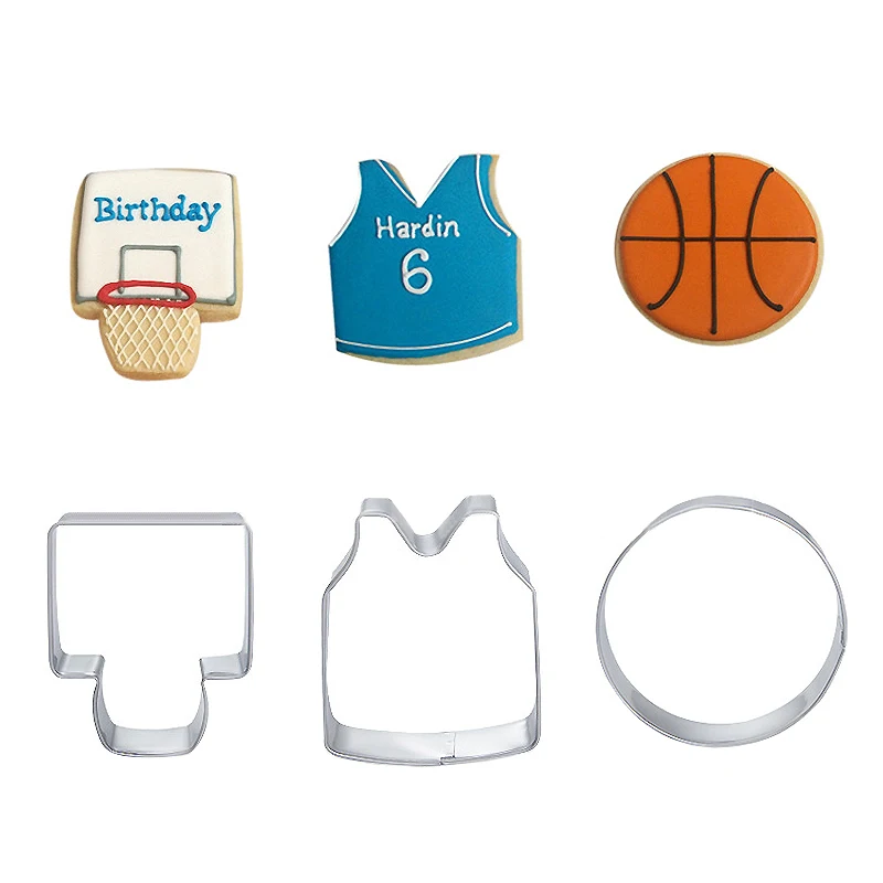 

3pcs/set Basketball Series Cookie Cutters Metal Sports Theme Basketball Stands/Shirt/Basketball 3D DIY Biscuit Molds