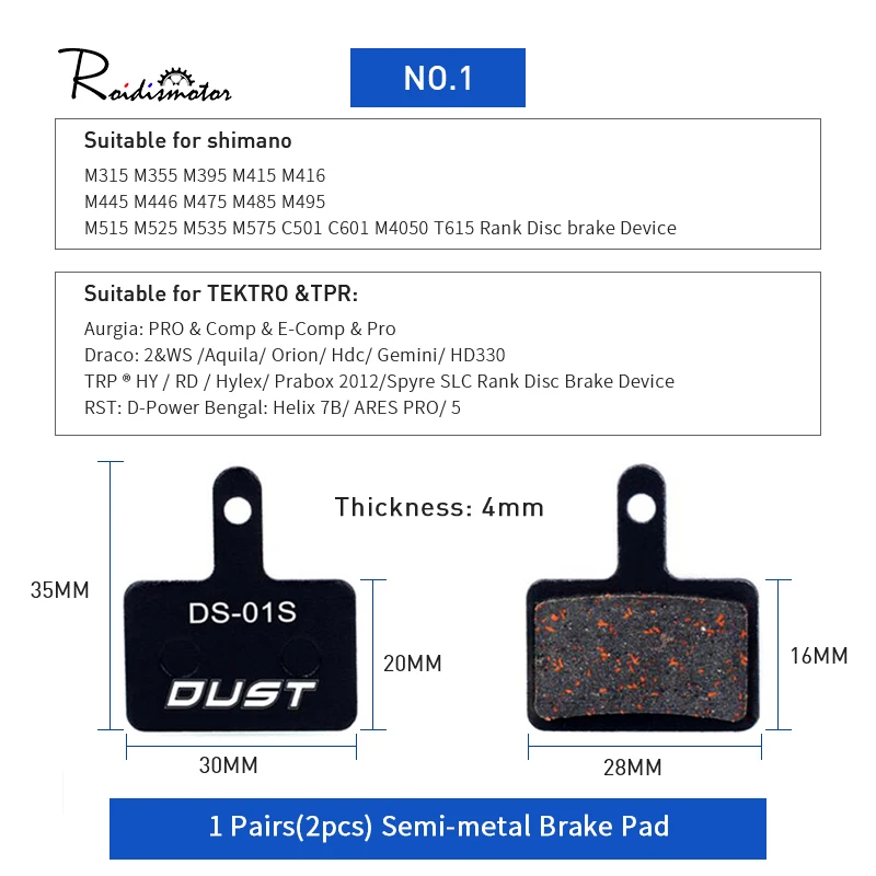 1 Pair/2pcs Mountain Bike Bicycle Resin Semi-Metal Disc Brake Pad Copper Fiber Lining Brake Pad for SHIMANOZOOM MAGURA FORMULA