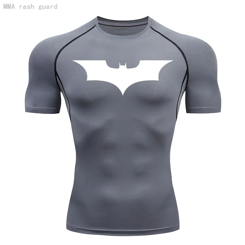 Training shirt Compression Man Shirt Breathable  Summer Top Short sleeve Gym T-shirt MMA Sport T-shirt Black Skinny Run shirt