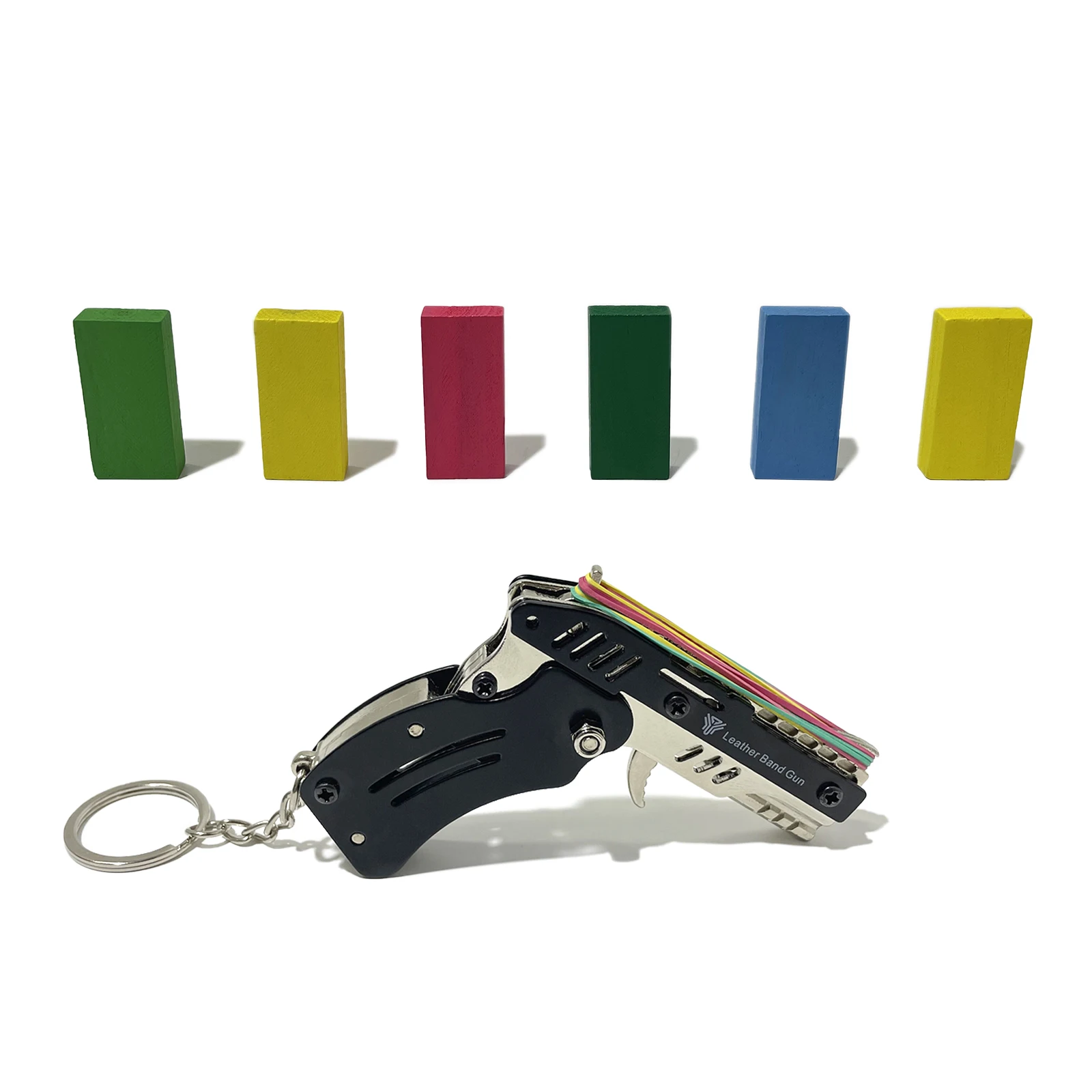 Pistolet non létal pour garçons, mini jouet en métal de tir, couverture de pistolet, pistolet à élastique, cadeaux 8 rafales