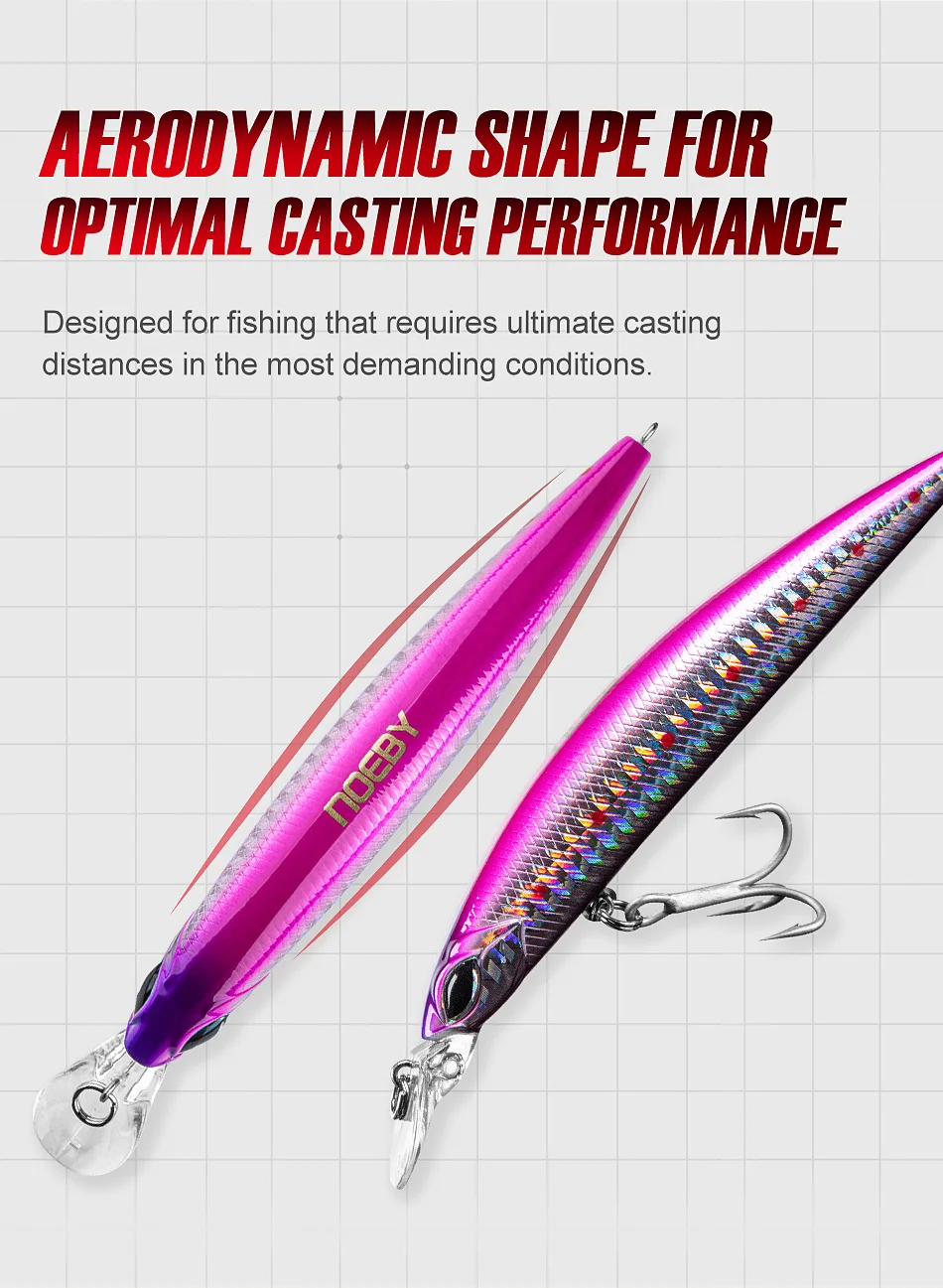 Noeby Minnow Angel köder 110mm 19g Long Casting Sinking Wobbler künstlicher harter Köder für Ufer Salzwasser Angel köder – Detail 8
