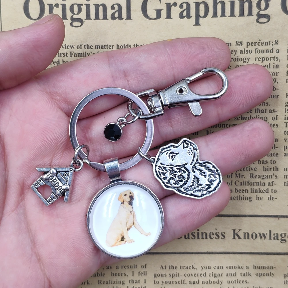 Bull Boston Terrier Cane Corso Labrador Retriever Keychain Time Gem Dog Animal Pet Key Ring Men Women Birthday Party Gift