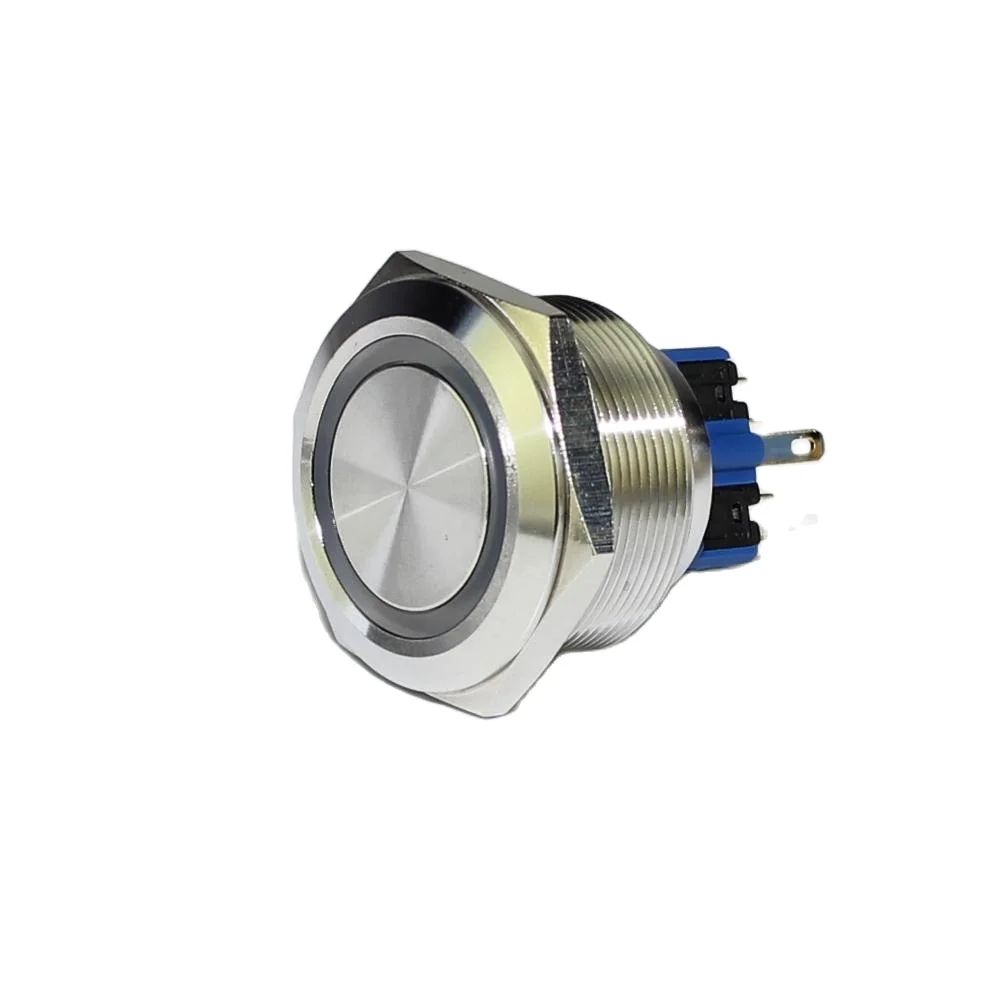 25mm Green Ring LED Metal 6 Pins Self-Locking Latching Push Button Anti Vandal Electric Switch Waterproof 6V,12V, 24V,110V, 230V