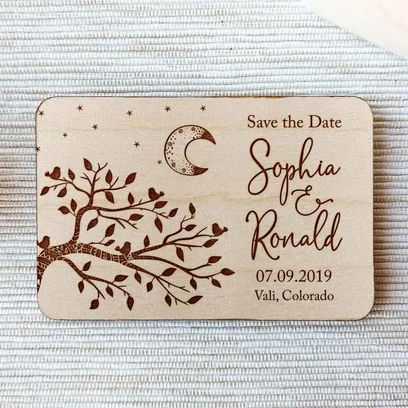 Botanical Greenery Leaves Wood with magnets, Save the Date Magents, Wedding Favors for Guests, Wedding Souvenirs Decoration