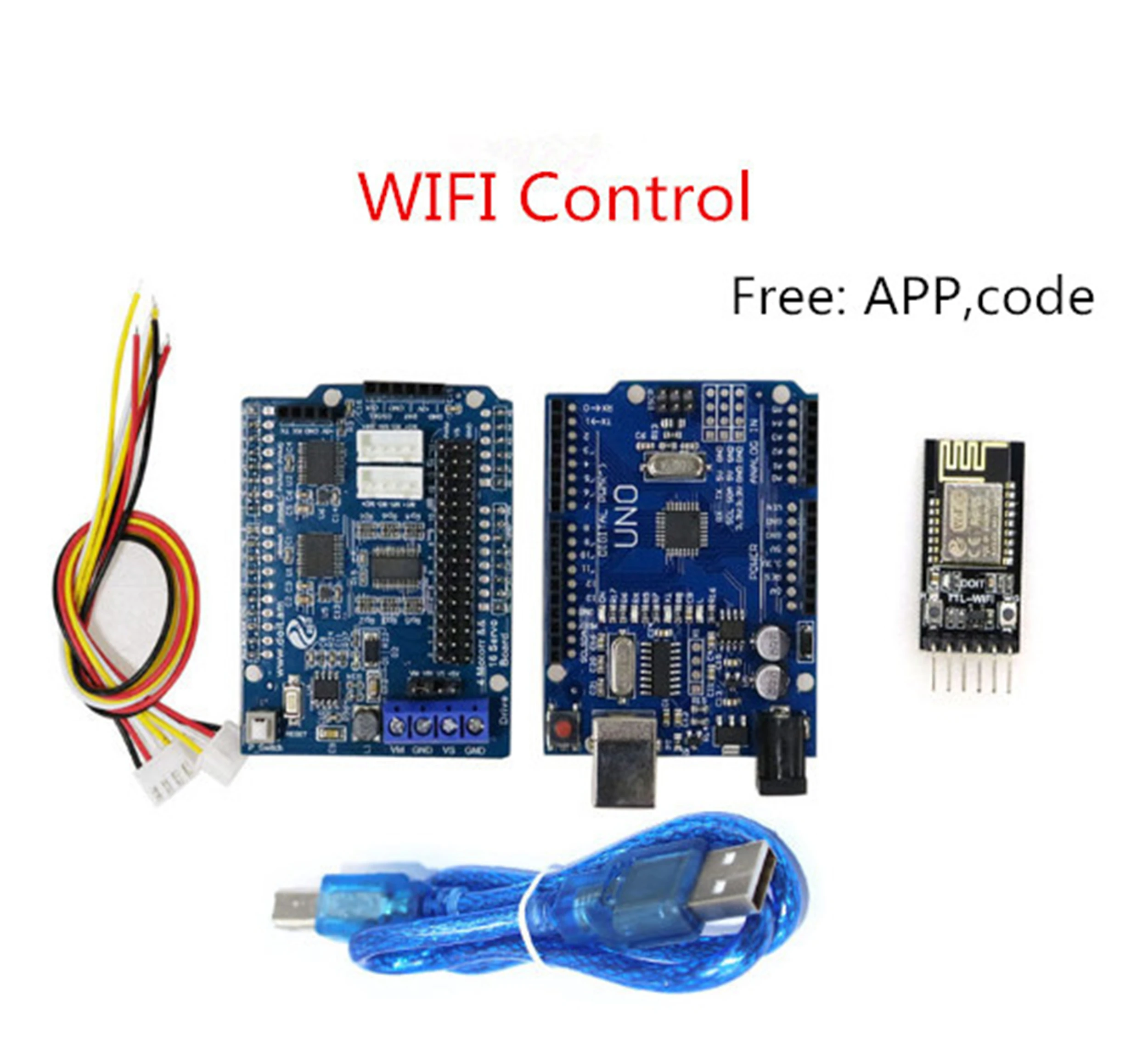 Wireless Controller Kit For RC Robot Arm/Chassis Part 4-Way Motor & 16-Way Servo Drive Motor Free Code,App DIY For Arduino