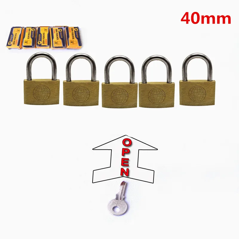 

20 Pcs 40mm padlocks open by same keys Copper locks padlock for wood door lock Free shipping