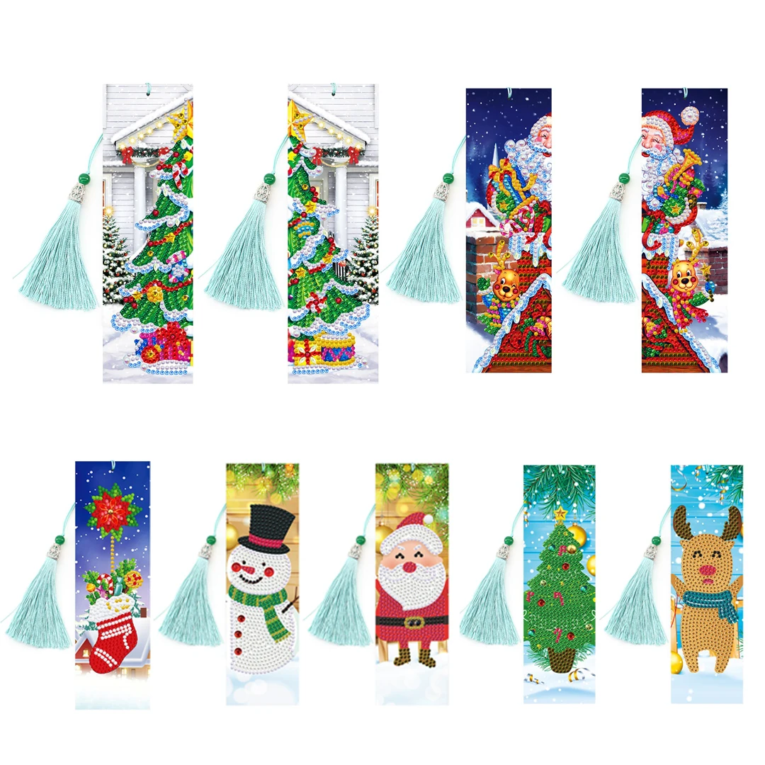 

4pcs DIY Bookmark Christmas Diamond Painting Cross Stitch 5D Special Shaped Diamond Embroidery Book Mark For Birthday Gift