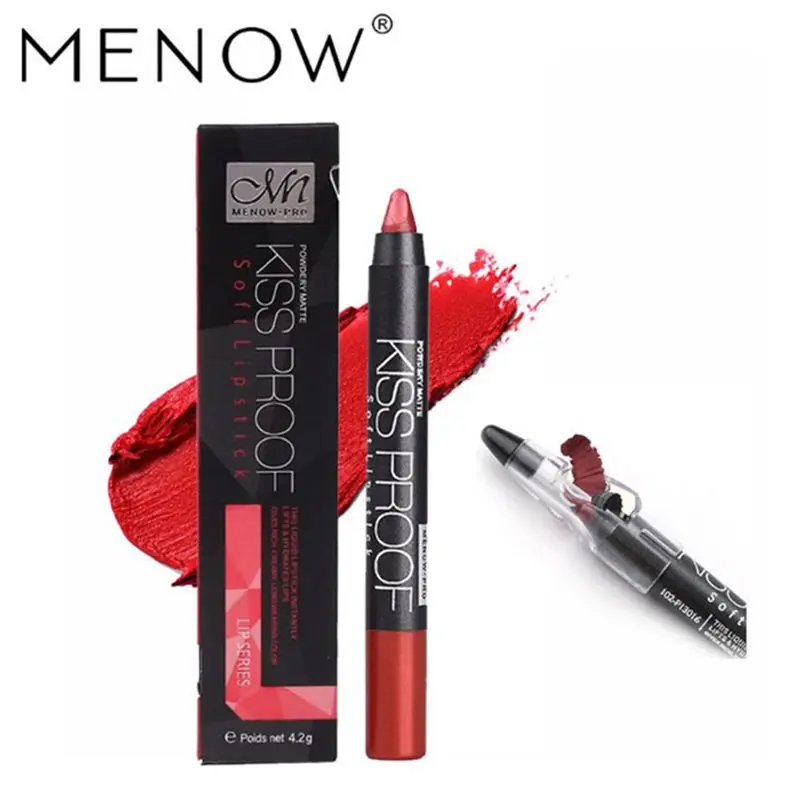 ON SALE-Menow 1pc 19 Colors Lip Pencil Waterproof Makeup Lipstick Pen Plus Sharpener Vivid Red Pink Dusk Color Lips Cosmetics