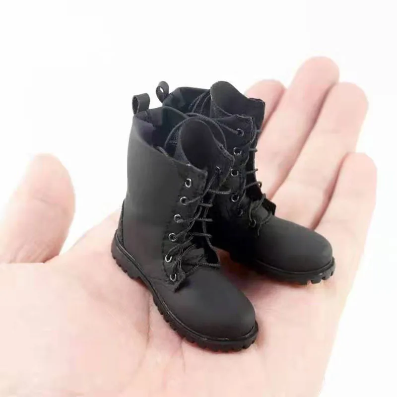 1/6 Men Soldier Boots Trendy Lace Up Brown Black  Boots Shoes Solid Inside  Model For 12 Inches Action Figure Body Toy