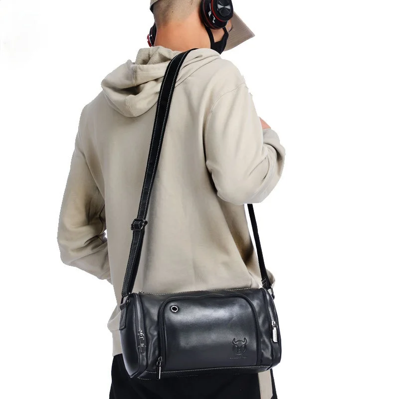 

The first layer of cowhide one-shoulder messenger cross-body locomotive fitness postman sports men's leather bag