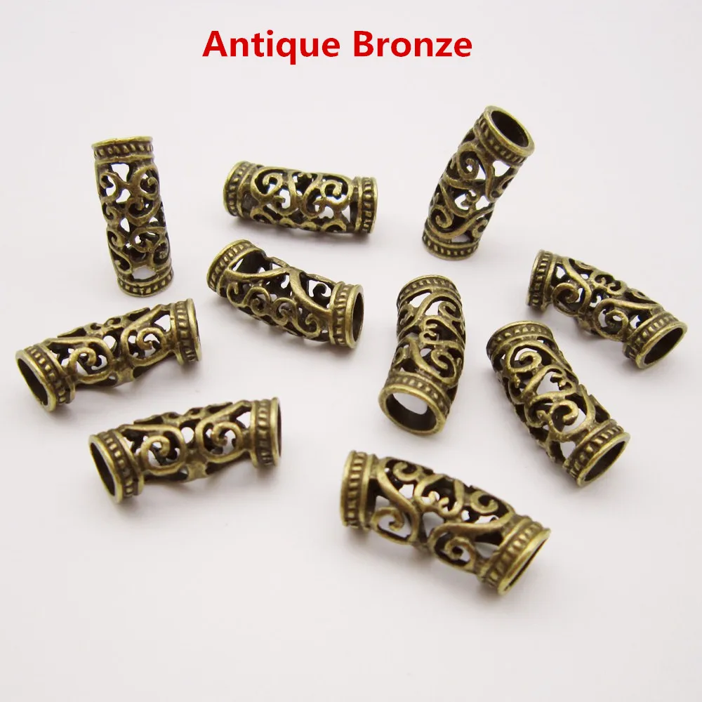 5pcs-20pcs Antique Bronze viking hair braid dread beard dreadlock beads rings tube accessories approx 7mm hole