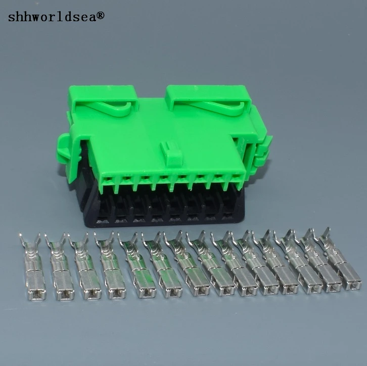 worldgolden 16pin 1.8mm car OBD diagnostic device green female end car wiring harness connector with terminal