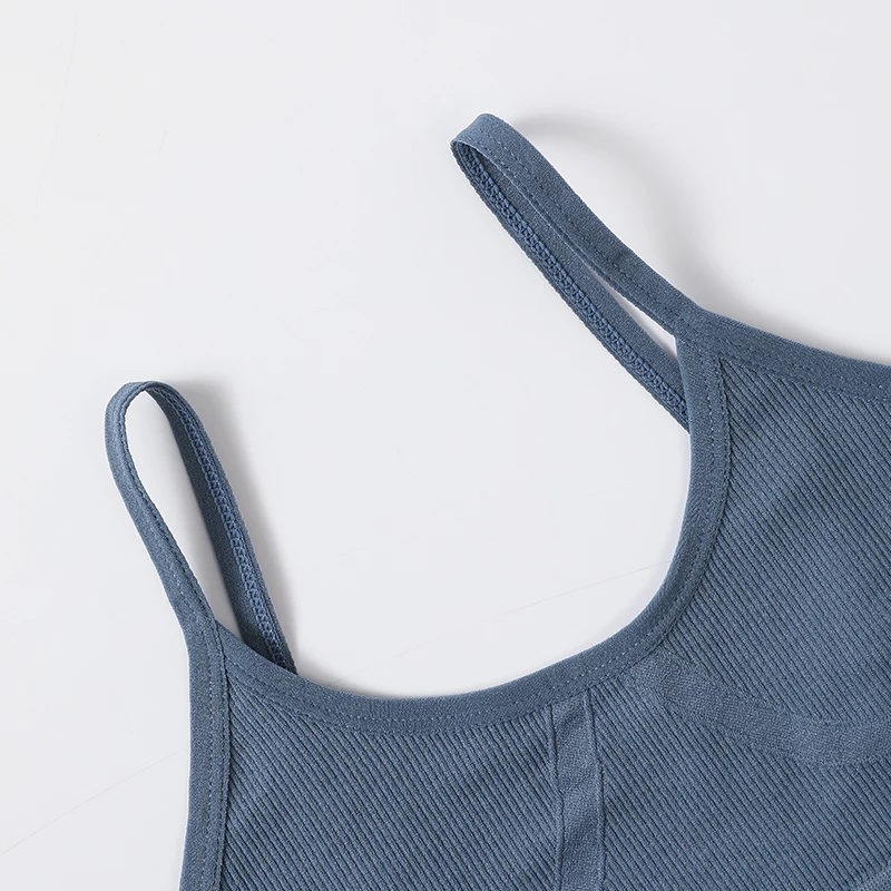 Seamless Womens Bralette Ribbed U Back Wireless Tube Bra folded