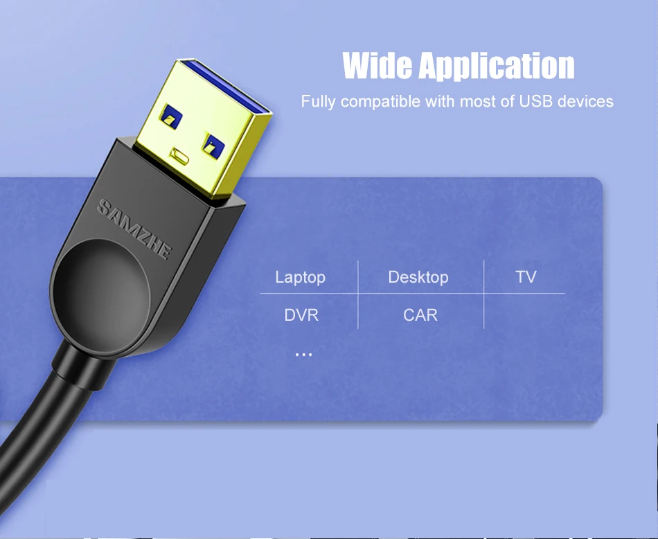 SAMZHE USB zu USB 3,0 Verlängerung Kabel Stecker auf Stecker 2,0 Verlängern Kabel Für PC TV PS4 Computer Laptop Extender – Detail 3