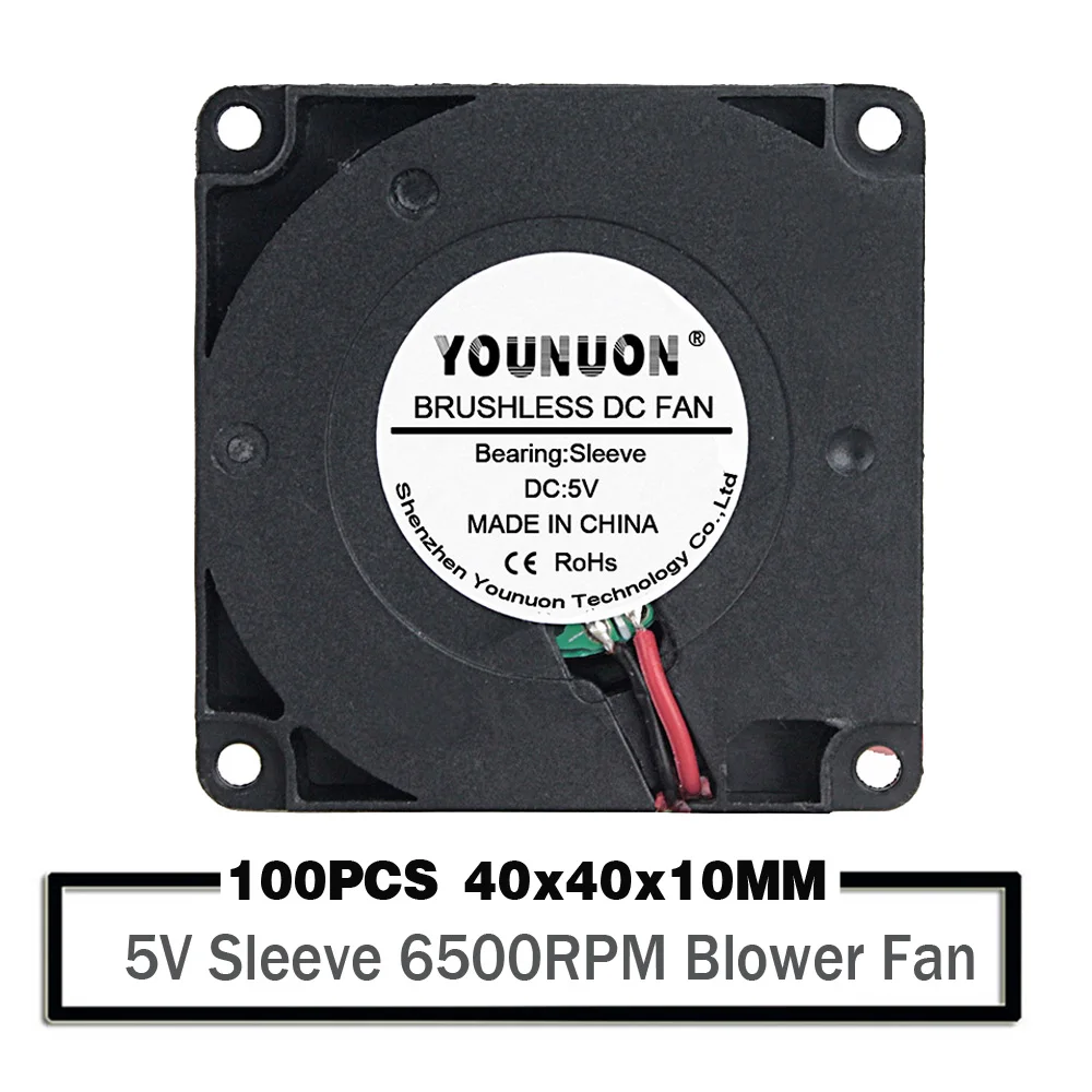 100PCS YOUNUON  3D Printer Fan 40mm 4010 Turbo Blower 5V Sleeve Cooling Fan 40mm x 40mm x 10mm for 3D Printer Part