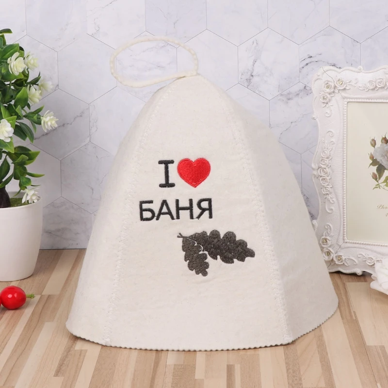 2021 New Wool Felt Sauna Hat Anti Heat Russian Banya Cap For Bath House Head Protection