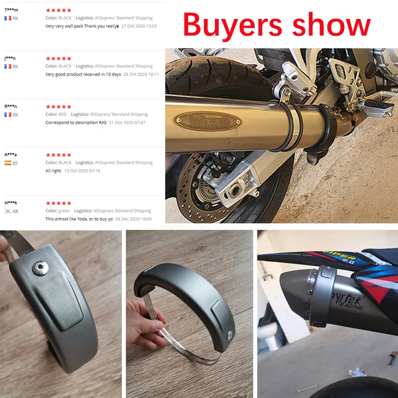 Motorcycle Exhaust Pipe Drop Protection Ring Muffler Protection Rubber For 100-140mm Motorcycle Exhaust Stainless Steel Clamp