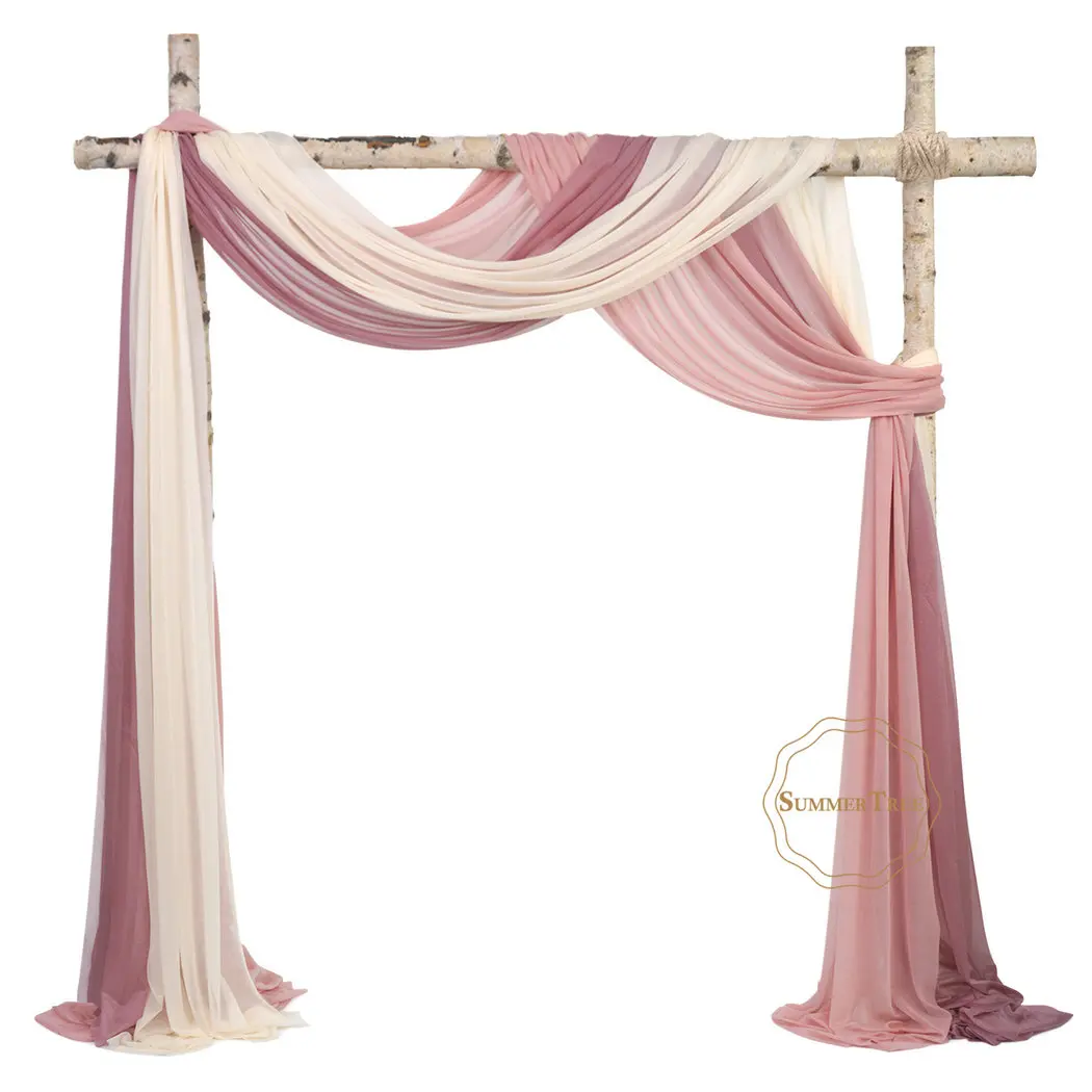 10 metros arco de casamento cortina tecido sheer chiffon tule cortina drapeado pano de fundo fontes de festa casa cortina cerimônia decoração