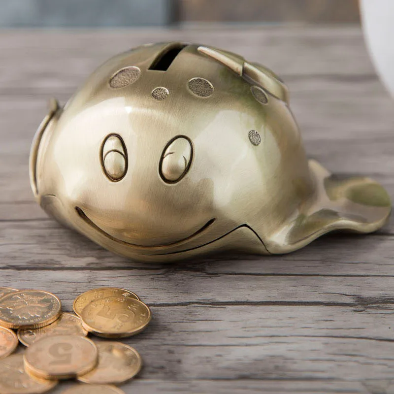Creative Devil Fish Piggy Bank Coin Cute Money Box Metal Craft Cash Box Decorations Personality Children Gifts