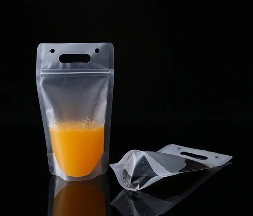 2000pcs Drinking Juice Plastic Bag Beverage Frosted Bag with Handle Soup Liquid Bag Kitchen Freezing No Straw wholesale SN3539