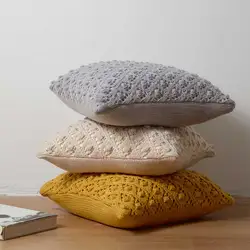 Soft Cushion Cover 45x45cm Mustard Yellow Pink Beige Grey Pillow Cover Knit Home decoration Square Pillow Case For sofa Bed
