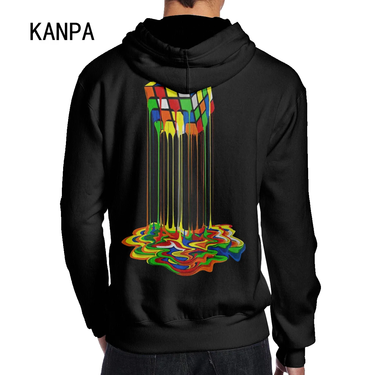 Men's oversize Hoodie Sheldon Cooper Melting Rubiks Cube Essentials Print Cotton chic long Sleeve Sweat Capuche on the back  xxl