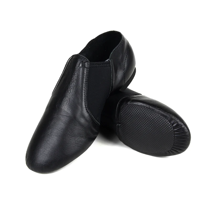 Couro de vaca suave neo arco deslizamento em sapatos de jazz preto tan cor menino menina calçados femininos moderno ballet ginásio contemporânea latina salsa