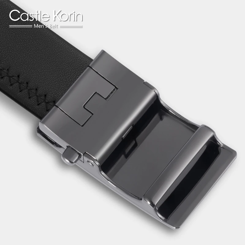 Men's belt leather automatic buckle retro alloy wear-resistant mirror buckle head 100-130cm soft belt body business men's belt