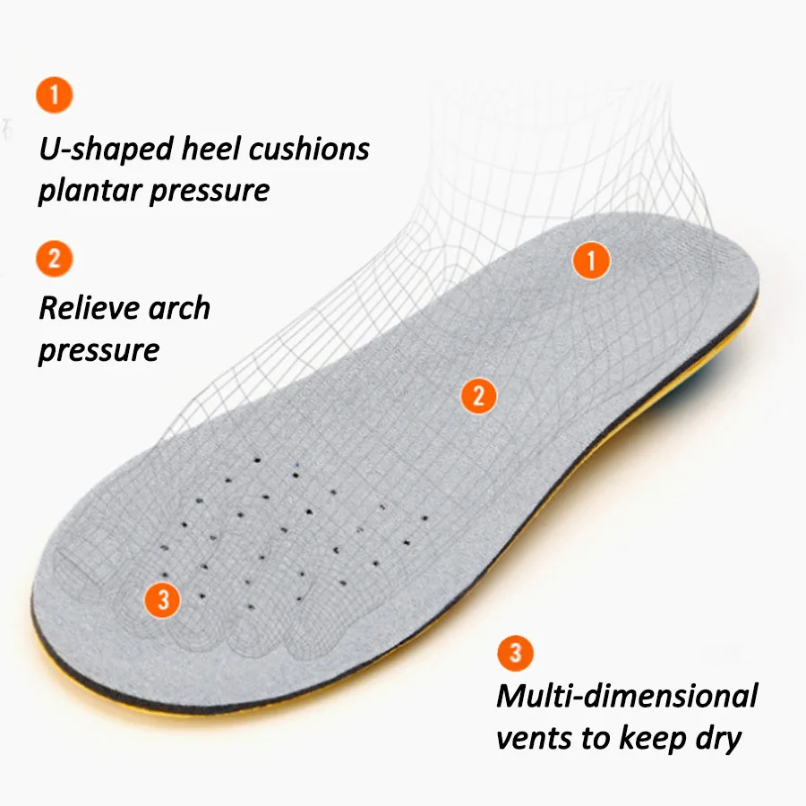 VAIPCOW Shoe Inserts Pad Soft Sport Insoles Memory Foam Breathable Outdoor Running Silicone Gel Heel Cushion Orthopedic insole