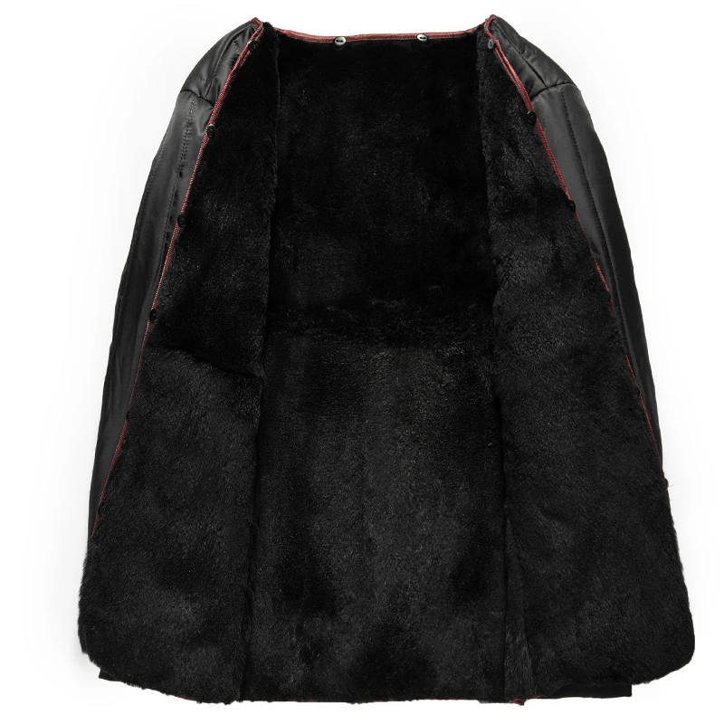 2025 جواكت شتوية الرجال الدافئة كبيرة الثعلب الفراء طوق معاطف سوداء جاكيتات للرجال منتصف طول معاطف الفراء في الهواء الطلق ، أحجام كبيرة M-4XL